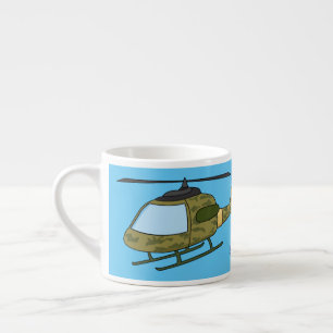 Tasse Expresso Caricature d'hélicoptère camoflage de l'armée