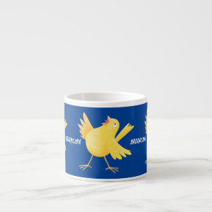 Tasse Expresso Caricature d'oiseau canari jaune chantant mignon