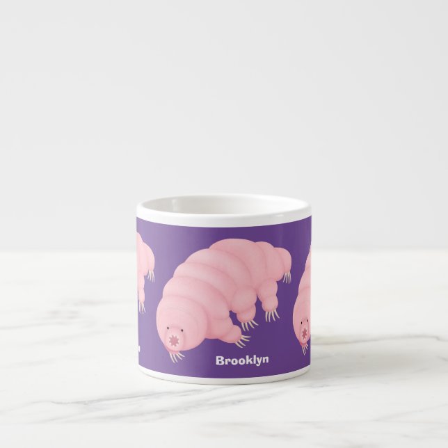 Tasse Expresso Caricature d'ours d'eau tardigrade rose mignon (Devant)