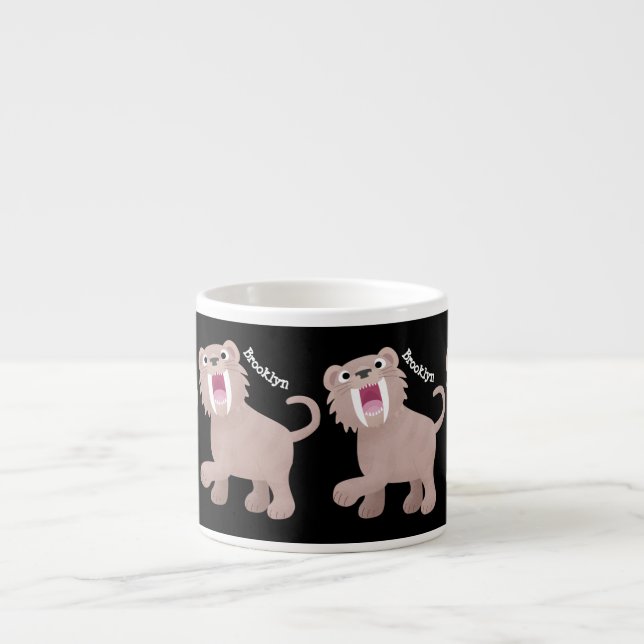 Tasse Expresso Caricature du tigre mignon Saber Toothed Smilodon (Devant)