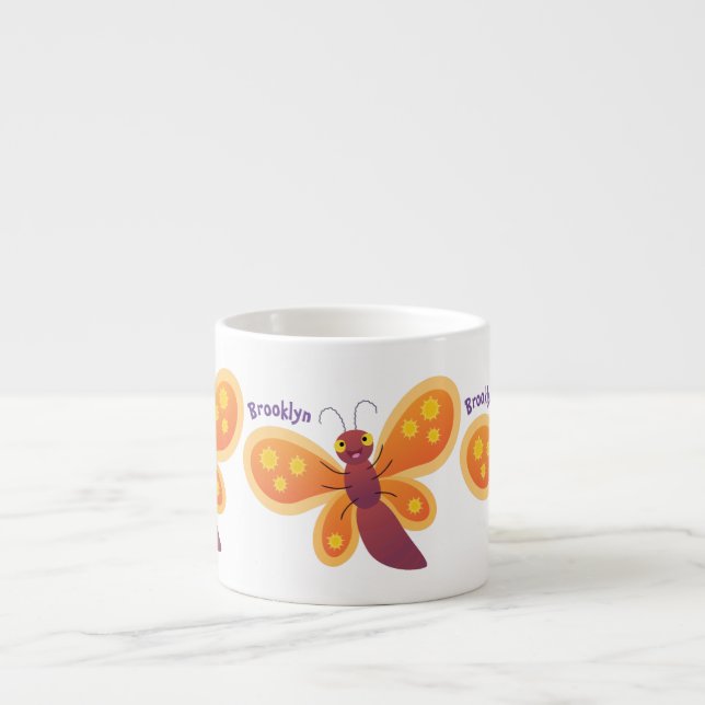 Tasse Expresso Caricature joli papillon orange (Devant)