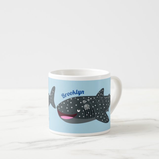 Tasse Expresso Caricature joli requin baleine joyeux (Devant droit)