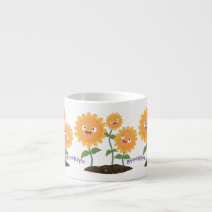 Tasse Expresso Caricature joli tournesol souriant illustration
