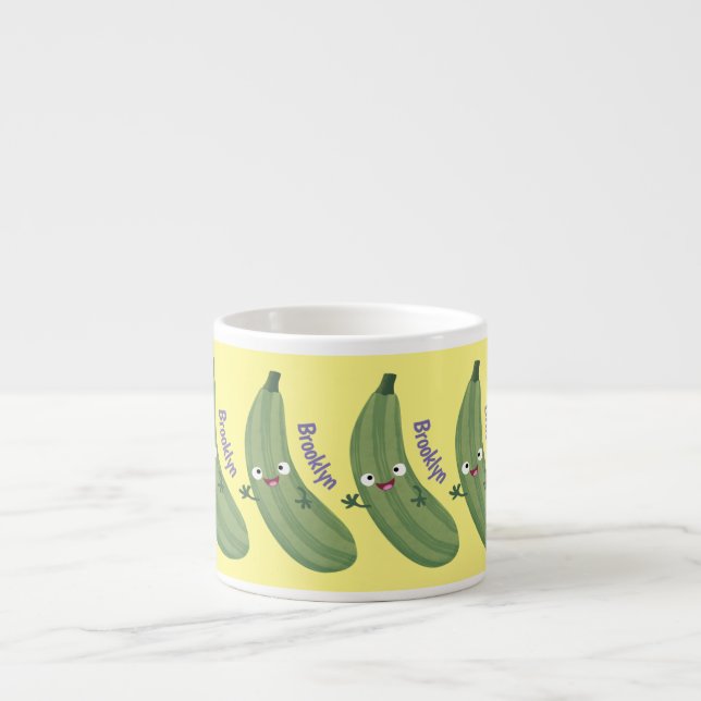 Tasse Expresso Caricature joyeux de courgettes mignonnes (Devant)