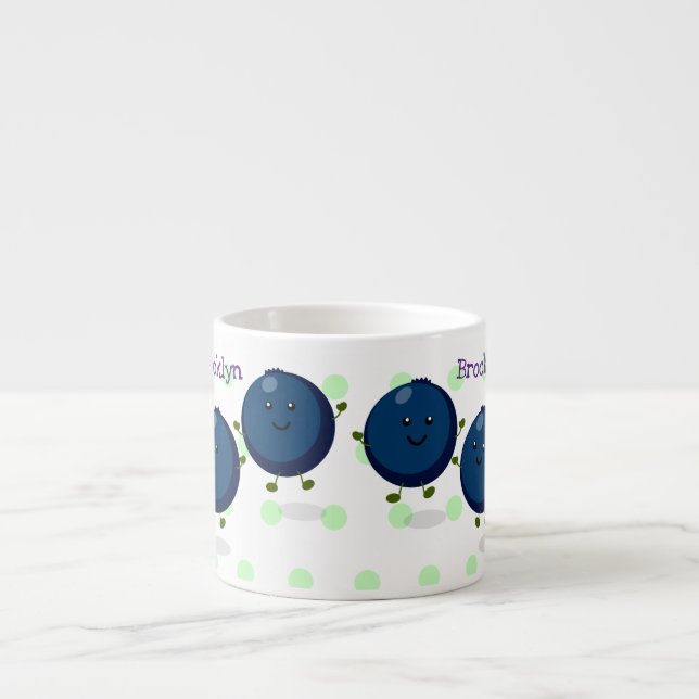 Tasse Expresso Caricature mignonne de bleuets violets (Devant)