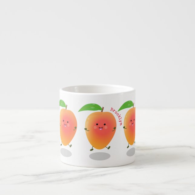 Tasse Expresso Caricature mignonne de mangue joyeuse (Devant)