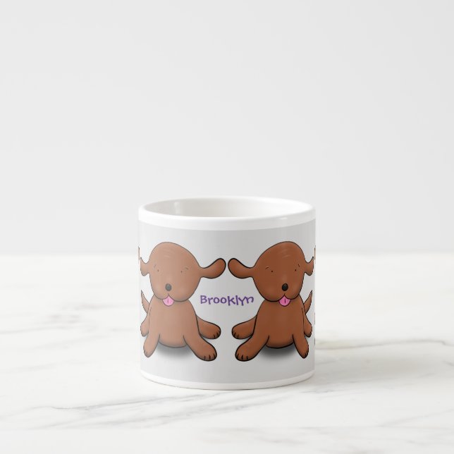 Tasse Expresso Caricature pour chien de chiot joyeux (Devant)