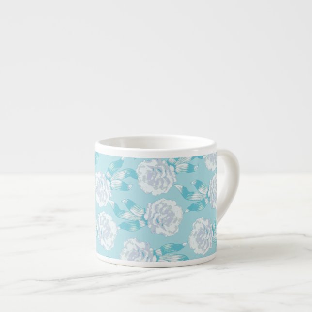 Tasse Expresso Carnation aqua bleu motif café espresso mule (Devant droit)