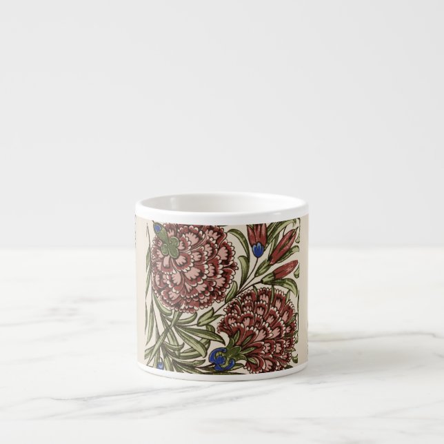 Tasse Expresso Carreau de fleur d'œillet Art antique rustique De  (Devant)