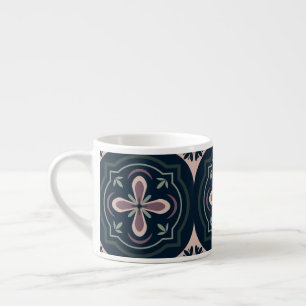 Tasse Expresso Carreaux Géométriques Floraux Terreux