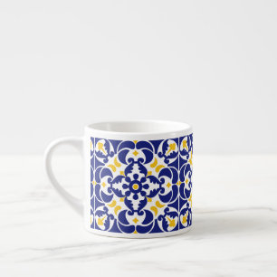 Tasse Expresso Carreaux méditerranéens Motif bleu et jaune