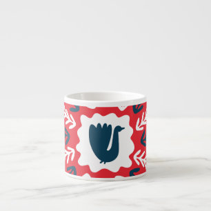 Tasse Expresso Carrelage de Noël Folk Doodle Art