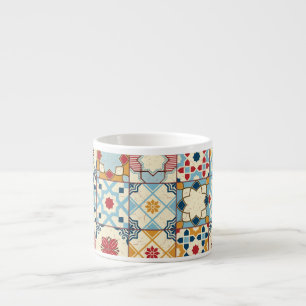 Tasse Expresso Carrelage marocain, motif sans couture colorée.