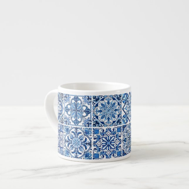 Tasse Expresso Carrelage méditerranéen, Portugais, Azulejo, Majol (Devant gauche)