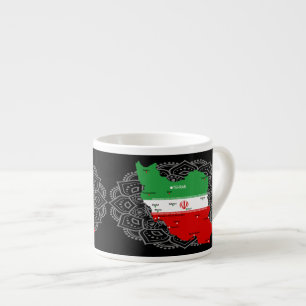 Tasse Expresso Carte de l'Iran avec drapeau et emblème