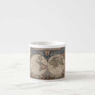 Tasse Expresso Carte du monde Globe Travel Antique