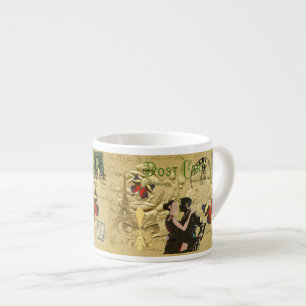 Tasse Expresso Carte postale Paris Tango vintage