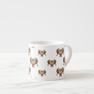 Tasse Expresso Cartoon de ski de Chouette