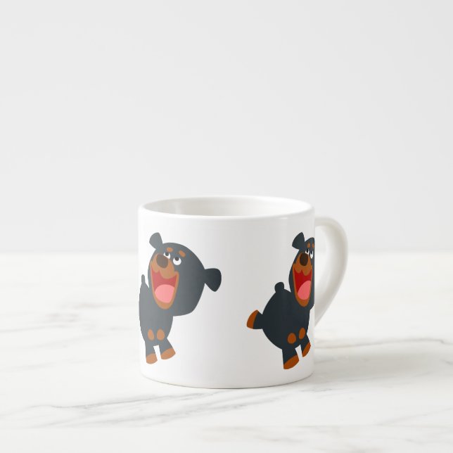 Tasse Expresso Cartoon joyeux Bébé Rottweiler (Devant droit)