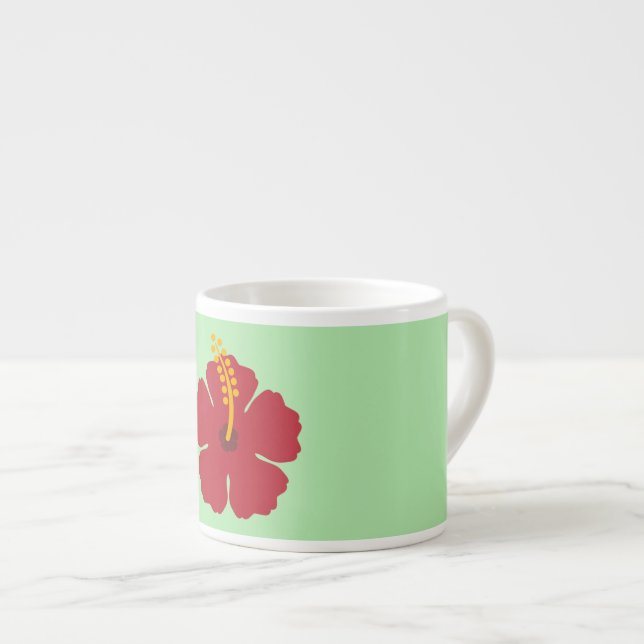 Tasse Expresso Cartoon rouge Hibiscus simple (Devant droit)