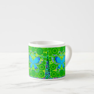 Tasse Expresso Cercles Concentrés de papillon Turquoise vert Mosa