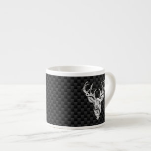 Tasse Expresso Cerf en argent élégant sur impression carbone