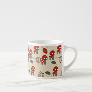 Tasse Expresso Champignons Bois Rouge Beige