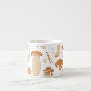 Tasse Expresso Champignons comestibles Linocut Motif Vintage