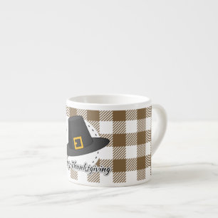 Tasse Expresso Chapeau de Pèlerin Noir sur Carreaux Marron - Acti