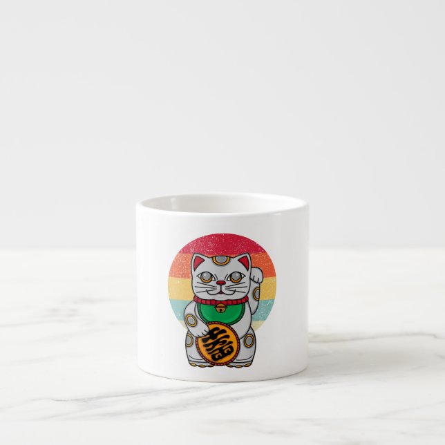 Tasse Expresso Chat chanceux japonais Maneki Neko Kawaii Koban Fe (Devant)