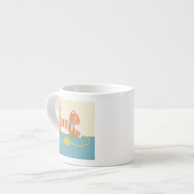 Tasse Expresso Chat de jouet rayé avec balle de chaîne (Devant gauche)