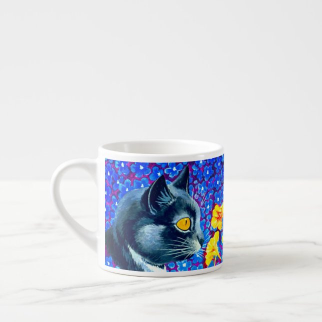 Tasse Expresso Chat en fleurs (Gauche)
