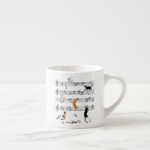 Tasse Expresso Chat Jouer Note Musique, Naughty Cadeau Chat, Chat