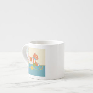 Tasse Expresso Chat rayé de jouet avec la boule de la ficelle