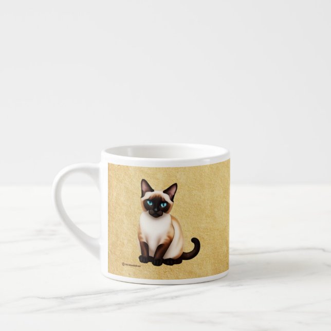 Tasse Expresso Chat Siamois Sur Vieux Papier (Gauche)