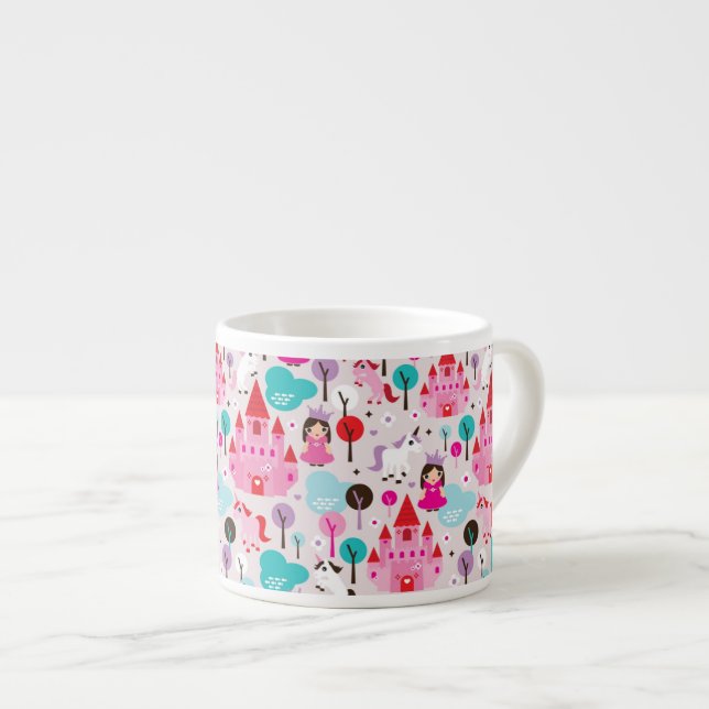 Tasse Expresso château et licorne de princesse d'enfants (Devant droit)