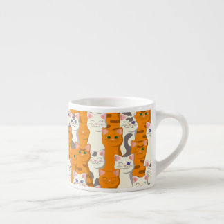 Tasse Expresso Chats blancs et gingembre motif yeux verts yeux bl