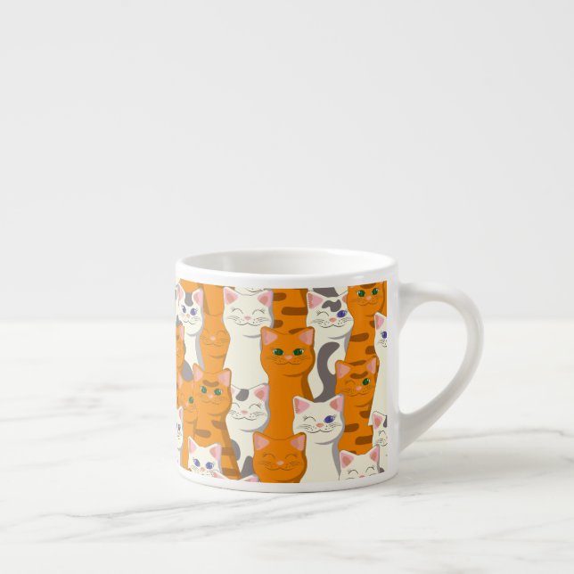 Tasse Expresso Chats blancs et gingembre motif yeux verts yeux bl (Droite)