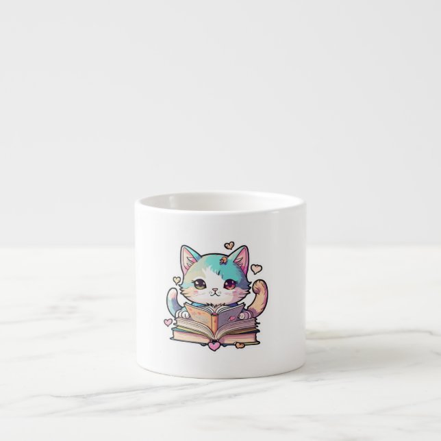 Tasse Expresso chats mignons Livres de design extraordinaire par  (Devant)