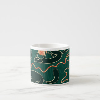 Tasse Expresso Chats Vintages : Doodle Motif transparent