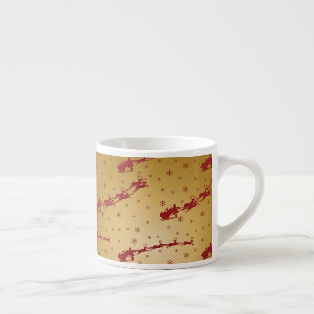 Tasse Expresso Chaussure de Noël rouge sur or (Droite)