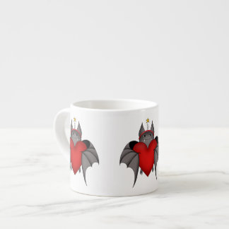 Tasse Expresso Chauve-souris de Noël gothique avec coeur rouge