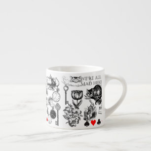 Tasse Expresso cheshire cat classique alice dans l'art du pays de