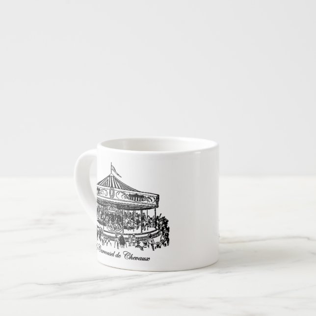 Tasse Expresso Cheval de Carrousel français Vêtements et cadeaux (Devant gauche)