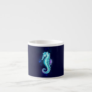 Tasse Expresso Cheval de mer de glace cristal sur Arrière - plan