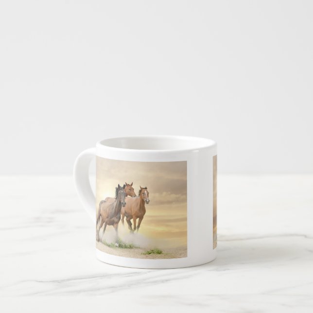 Tasse Expresso Chevaux dans le coucher du soleil (Devant gauche)