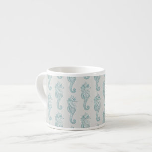 Tasse Expresso Chevaux de mer tropicaux, Motif hippocampe - gris 