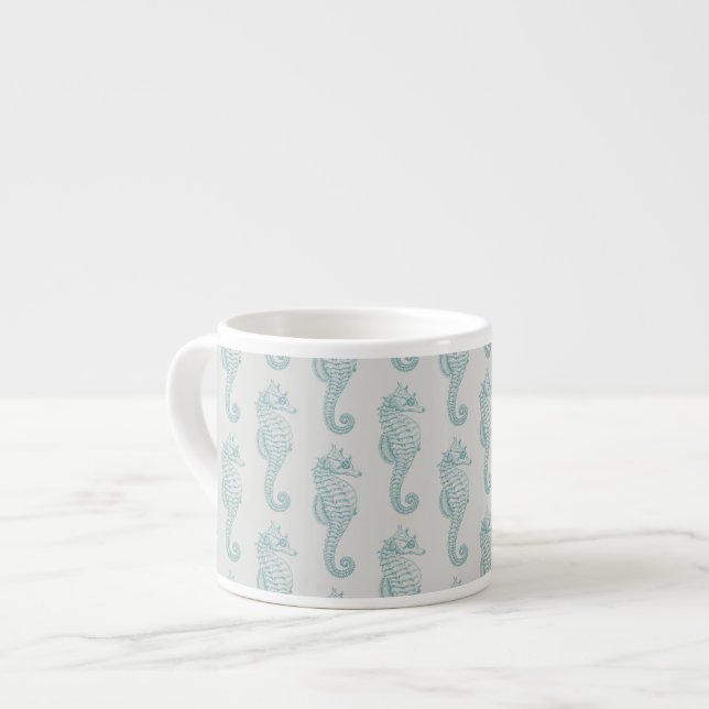 Tasse Expresso Chevaux de mer tropicaux, Motif hippocampe - gris  (Devant gauche)