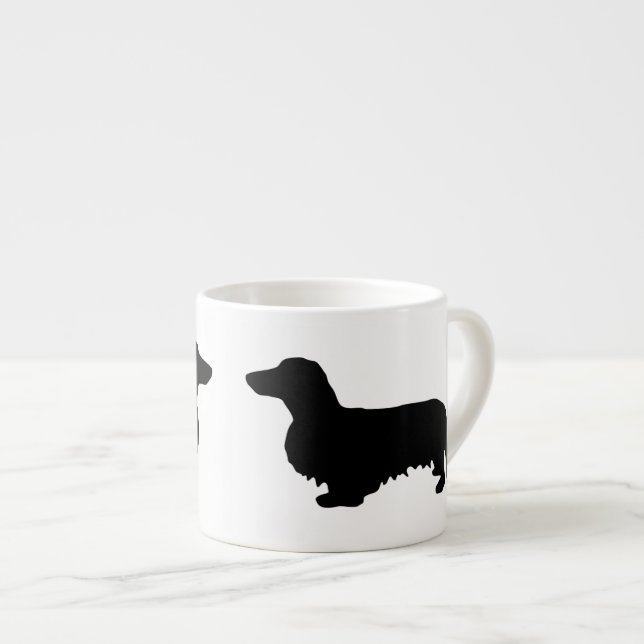 Tasse Expresso Cheveux longs Dachshund - Silhouette 1 (Devant droit)
