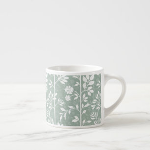 Tasse Expresso Chic Botanique Art Floral Poétique Vert Sauge Doux